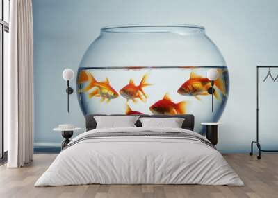 many goldfish orange fish in fishbowl. home pets and captivity. generative ai Wall mural