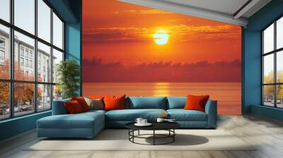 orange sunset over sea Wall mural