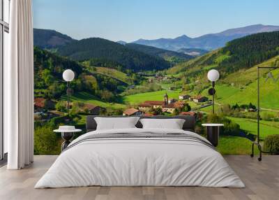 Panorama of Arrazola village in Basque Country Wall mural