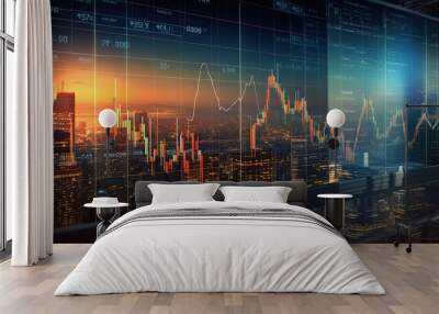 stock market graph. wall street and financial background. generative ai Wall mural