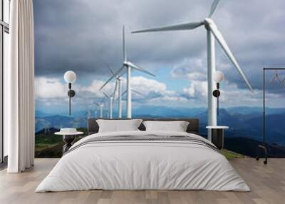 windmill farm in mountain with beautiful light Wall mural