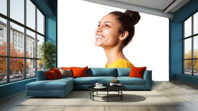 Beautiful african lady looking away and smiling Wall mural