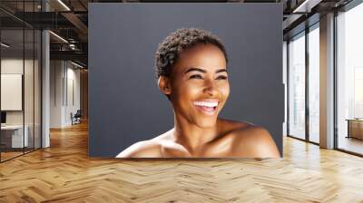 beauty portrait of black female model smiling Wall mural