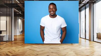 Smiling African American Man in White Tee Wall mural