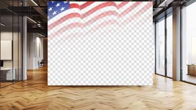 United states of America waving flag with empty, blank, copy space on transparent background. Vector illustration. Wall mural