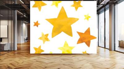 watercolor illustration of yellow stars set Wall mural