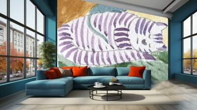 Friendship of cat and mouse, sleeping Wall mural