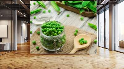 Green pea vegetable with seeds. Green peas Wall mural