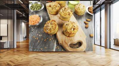 Lentil muffins on the table Wall mural