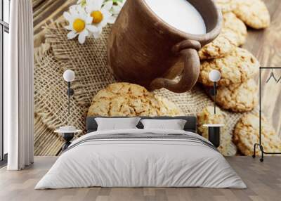 milk and oatmeal cookies Wall mural