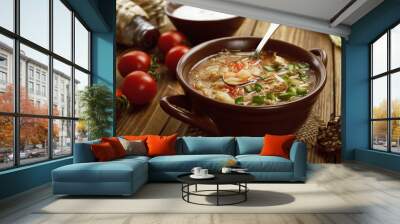 Soup with cabbage and meat Wall mural