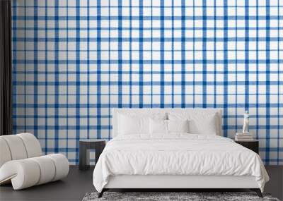 blue white texture of factory fabric for tailoring, cotton checkered fabric Wall mural