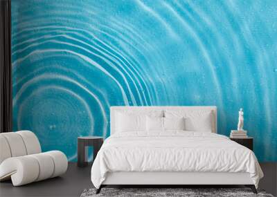 drops on water with circles on a blue background Wall mural