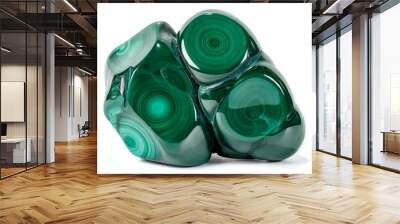 Macro Malachite mineral stone on white background Wall mural