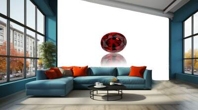 macro mineral faceted stone Garnet on a white background Wall mural