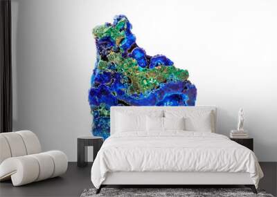 malachite mineral stone with azurite on white background close up Wall mural