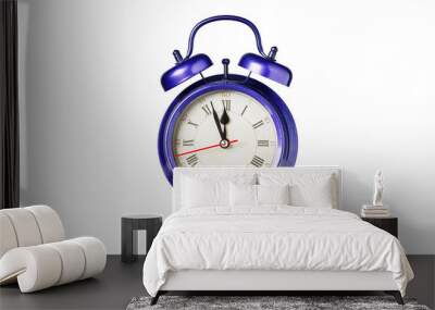 retro clock, pointer clock, violet, purple color alarm clock on isolated white background close up Wall mural