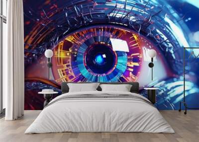 Abstract high tech eye concept.Generative AI. Wall mural