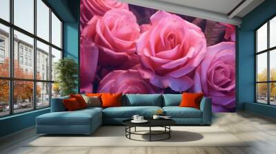 illustration beautiful pink roses regency high detail.Generative AI Wall mural