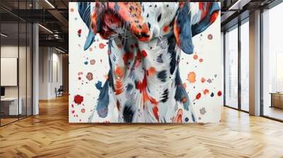 Colorful abstract painting of Dalmatian dog with splashes of paint. Artistic, vibrant, and unique pet portrait. Wall mural