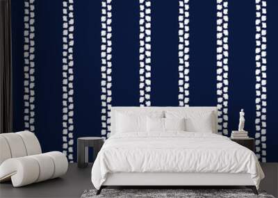 Abstract indigo shibori seamless vector pattern with ikat print Wall mural