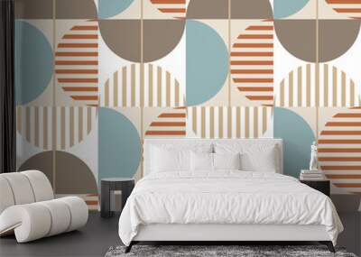 Modern vector abstract seamless geometric pattern with shapes, lines and elements in retro scandinavian style Wall mural