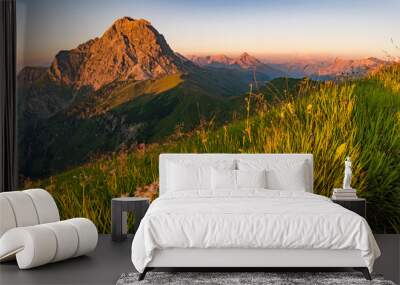 Sunset tour in the Kleinwalsertal Allgau Alps Wall mural