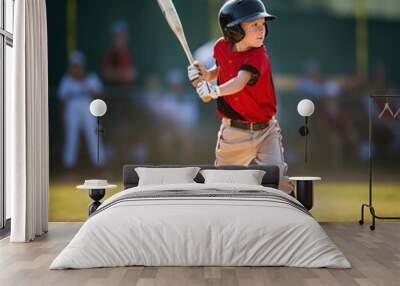 lifestyle photo little league baseball player in action Wall mural