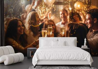 lifestyle photo new years eve celebration of people. Wall mural