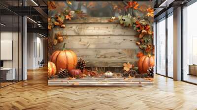 Customizable elements  Blank signs and Decorate with fall themes for custom messages. Wall mural