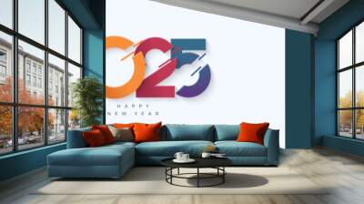 Colorful number 2025 vector. Happy new year 2025 design with unique colorful numbers. Premium vector design for poster, banner, greeting and new year 2025 celebration. Wall mural