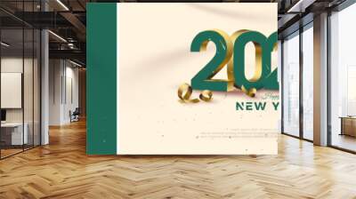 Happy new year 2024 design. With golden realistic 3d numerals vector. premium vector design for 2024 happy new year greeting and celebration. Wall mural