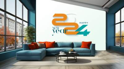 Modern 2024 number design. With bold font and balanced colors. Premium vector design for greeting and celebration of happy new year 2024. Wall mural