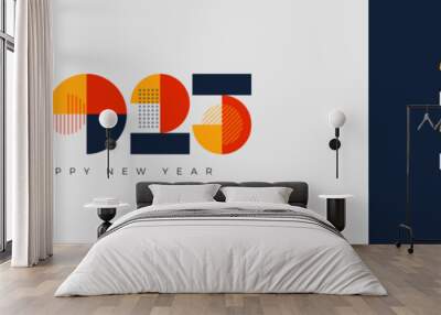 Premium vector number design 2025. Design to welcome the new year 2024. Full of color with a combination of retro classic and modern designs. Wall mural