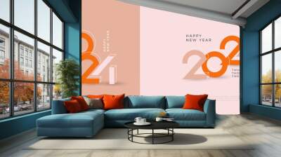 Retro design 2024 happy new year. With classic and unique numbers. Premium design 2024 for calendar, poster, template or poster design. Wall mural