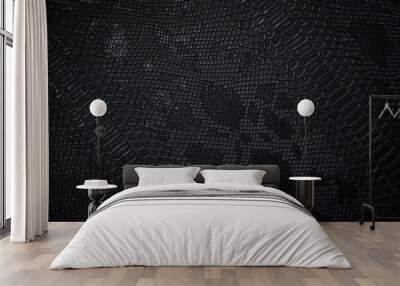 Vegan faux Snakeskin leather texture. minimalist and elegant textile. simple dark black backdrop Wall mural