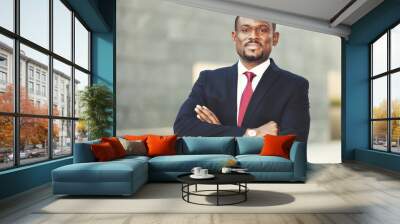 African businessman outdoor in a modern setting Wall mural