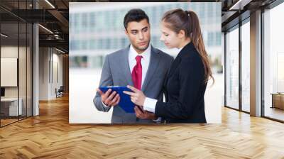 business people reading a document Wall mural