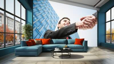 Business people shaking hands Wall mural