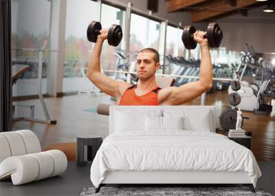 Man lifting dumbbells Wall mural