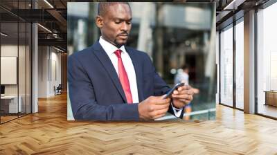 man using his mobile phone Wall mural