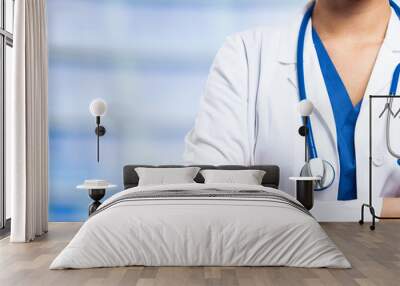 nurse on a blue background Wall mural