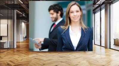 smiling businesswoman outdoor Wall mural