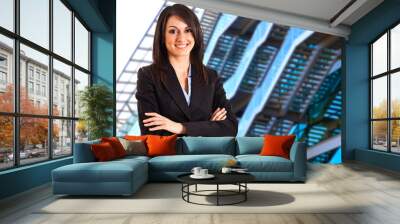 Smiling businesswoman portrait Wall mural