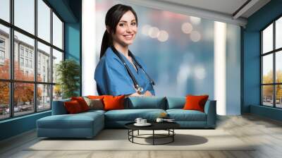 Smiling medical worker portrait Wall mural