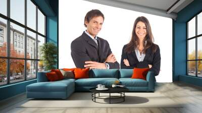 two businessmen isolated on white Wall mural