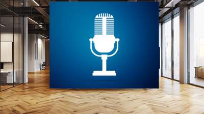 Microphone icon isolated on blue background. Flat design. Vector Illustration Wall mural