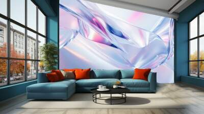 Abstract futuristic background with soft light and blurred glass shapes on a white background Wall mural