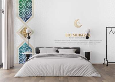 Eid Mubarak Islamic Arabic colorful background with arabesque pattern and borders Wall mural