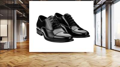 black leather shoes on transparent background, clipping path, png,  Wall mural